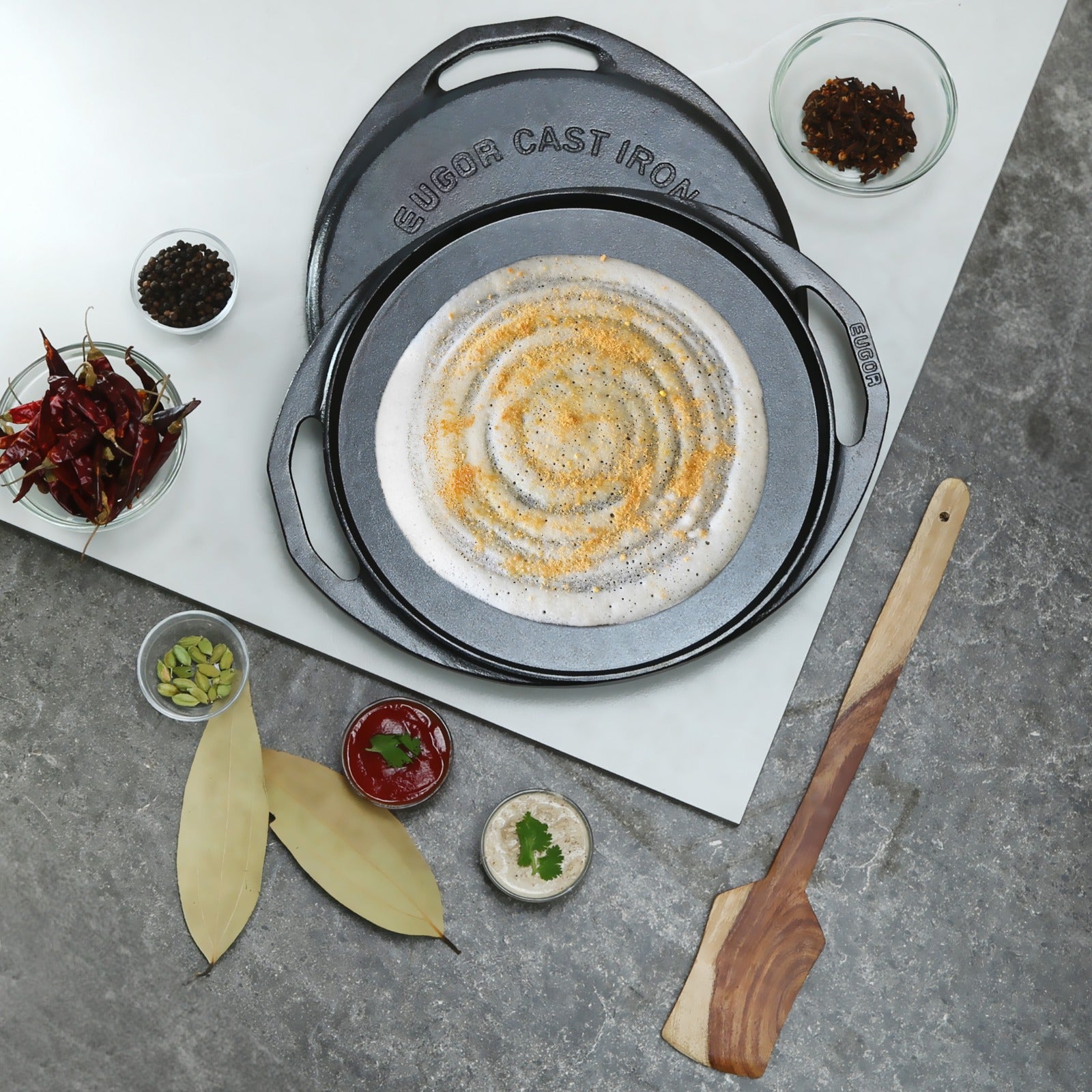 Pre Seasoned Cast Iron 11 Inches / 280MM Dosa Tawa Seasoned with Organic Vegetable Oil - Healthy Cliq