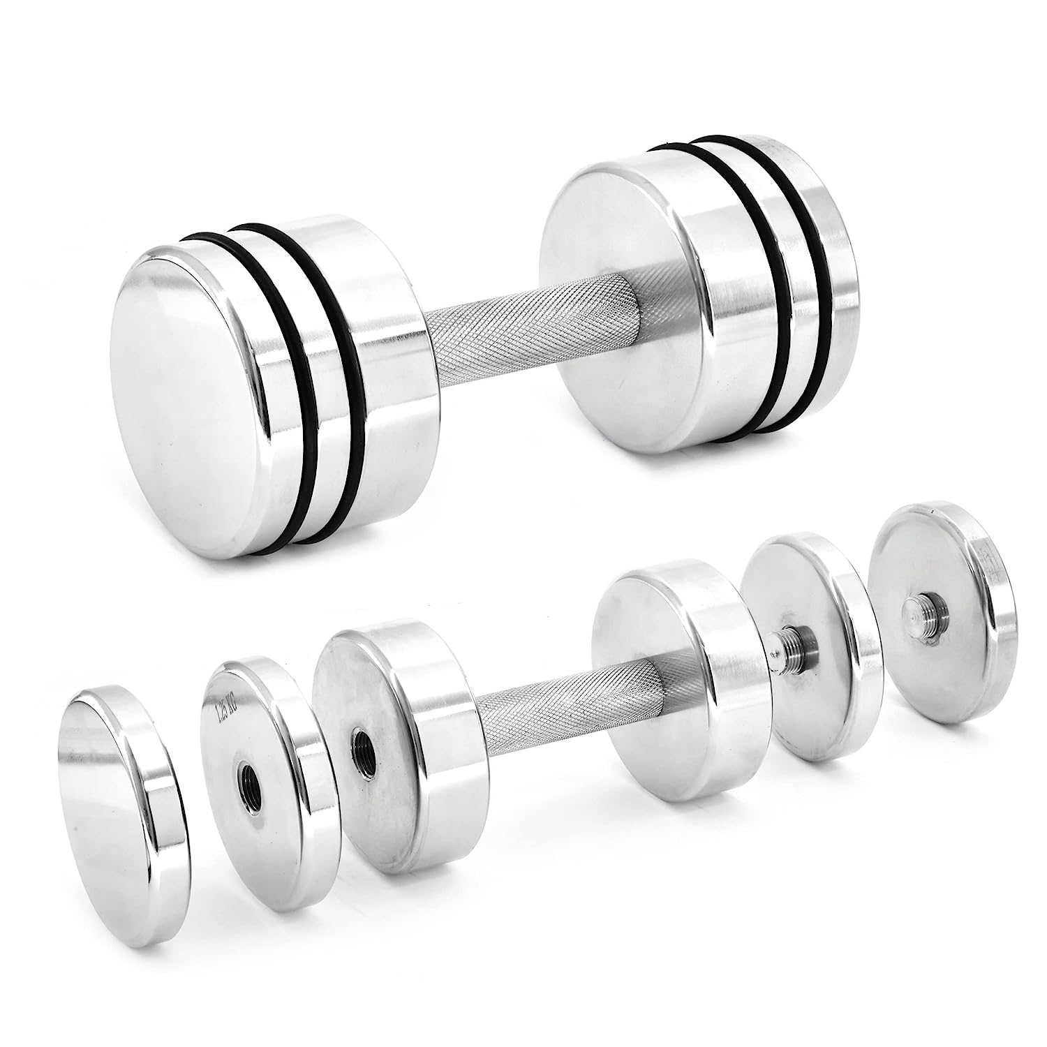 Steel Dumbbells Ultracompact Adjustable Chrome Dumbbell With Home Gym Workout (10KG, 15  KG) - Healthy Cliq