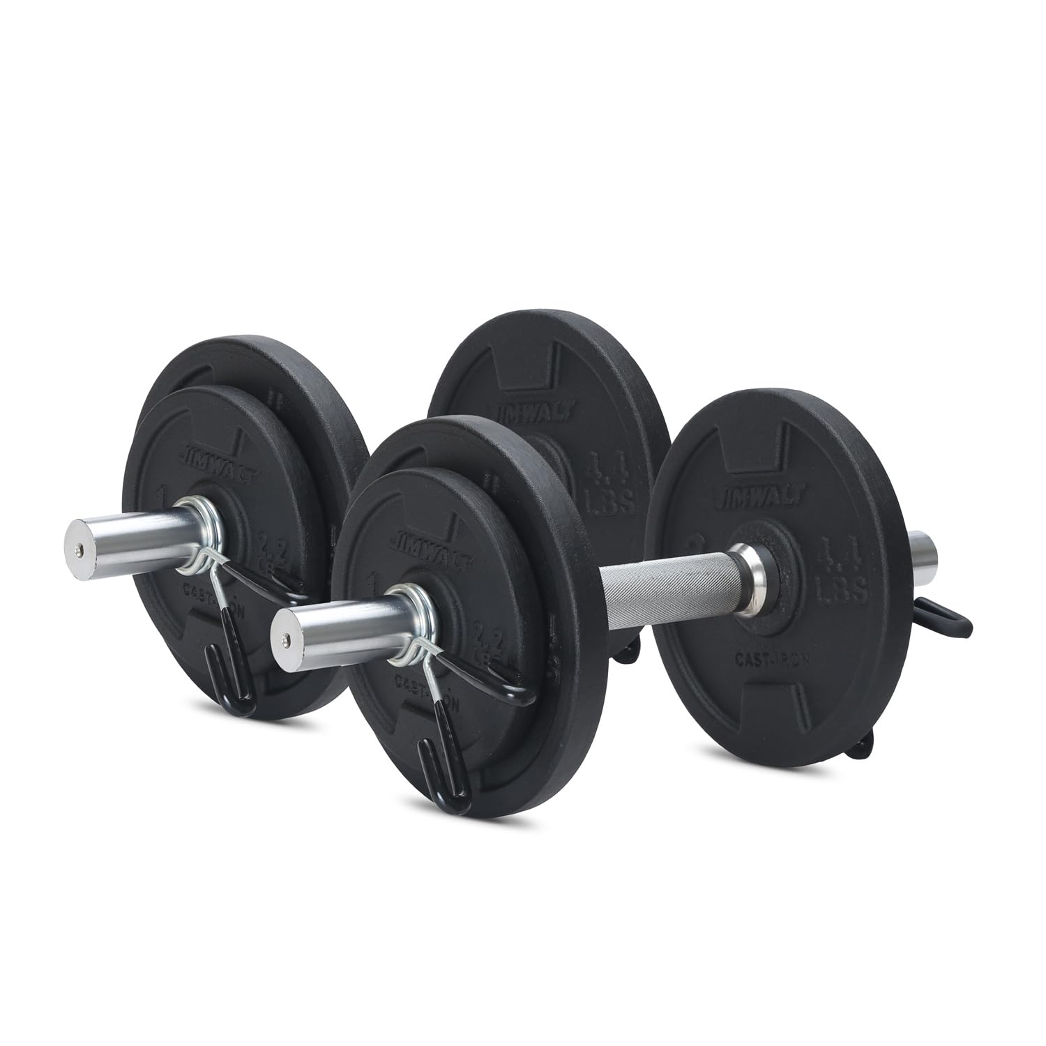 The Indian Made Jimwalt Premium CAST Iron Weight Training Adjustable Dumbbell Kit (20KG SET WITHOUT SCREW ROD)