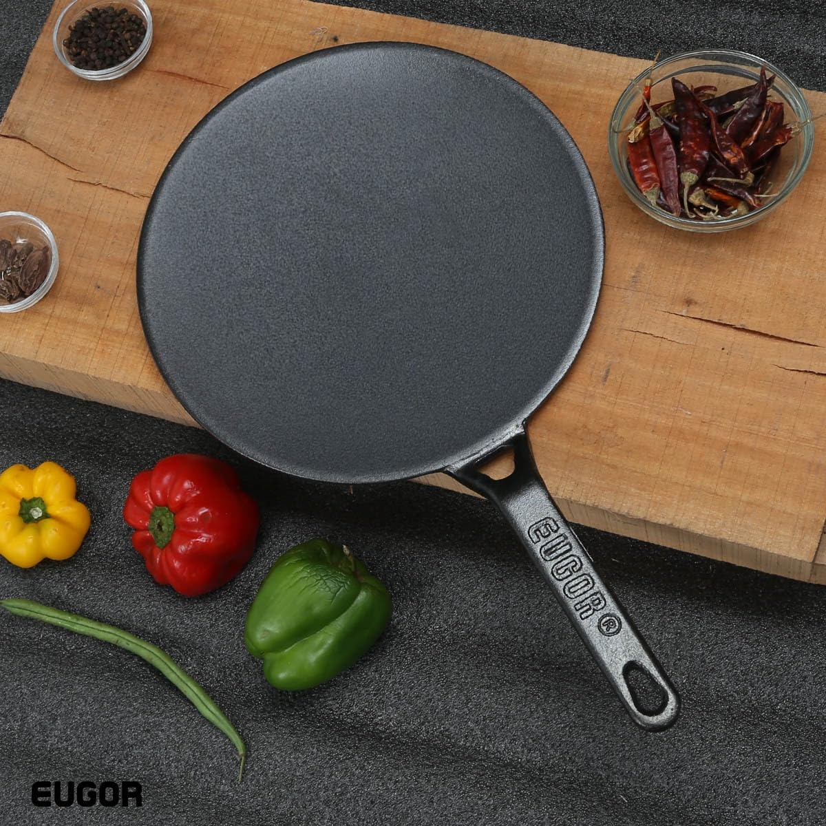 Cast Iron Pre-Seasoned with Organic Cooking Oil, Roti Tawa 26cm (26CM)