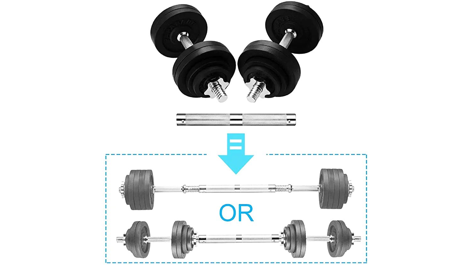 Cast Iron Adjustable Dumbbells with 2 in 1 Connector - Healthy Cliq