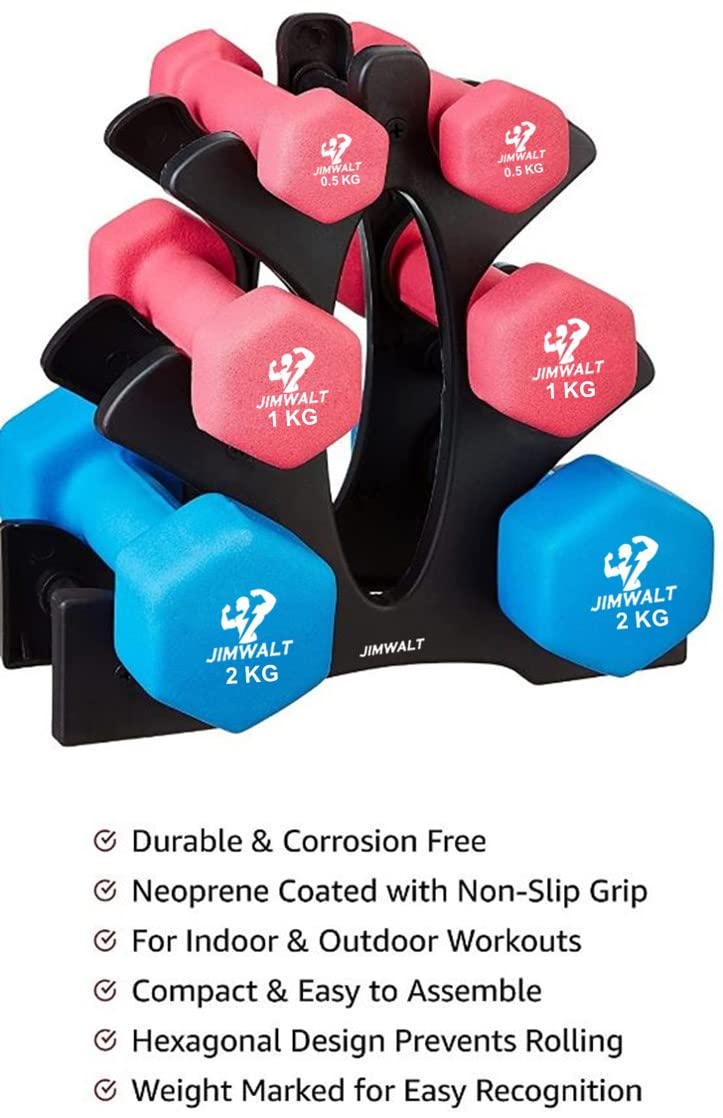 Premium Cast Iron Neoprene Coated Dumbbell Combo with Stand - Healthy Cliq