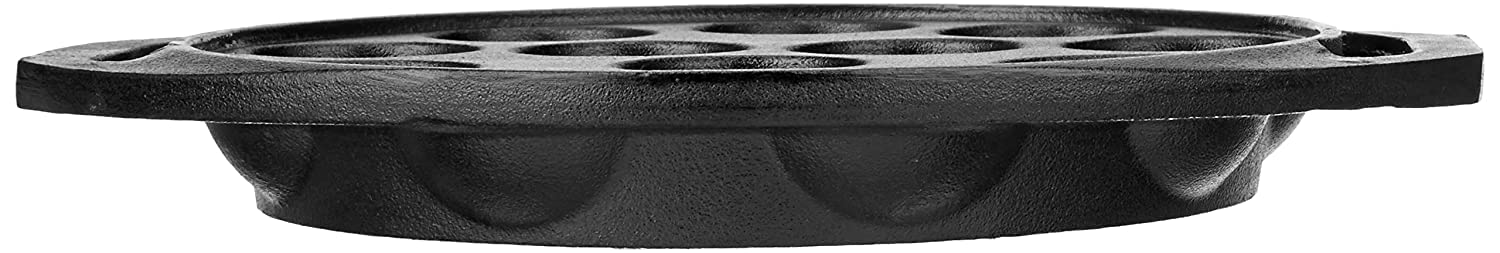 Cast Iron Paddu Appe Maker (Premium Cast Iron 12 Cavity Paniyaram Paddu Ponganalu Pan Kallu Chatti Pre-Seasoned) - Black (Cavity_12) - Healthy Cliq