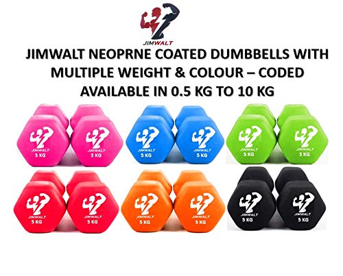 Premium Half Coating Cast iron Neoprene Dumbbells - 0.5KG to 10KG Proudly Made in India - Healthy Cliq