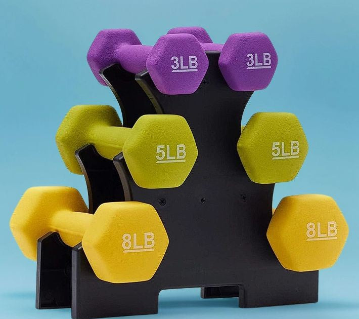 Jimwalt Neoprene Dumbbells Set with Stand