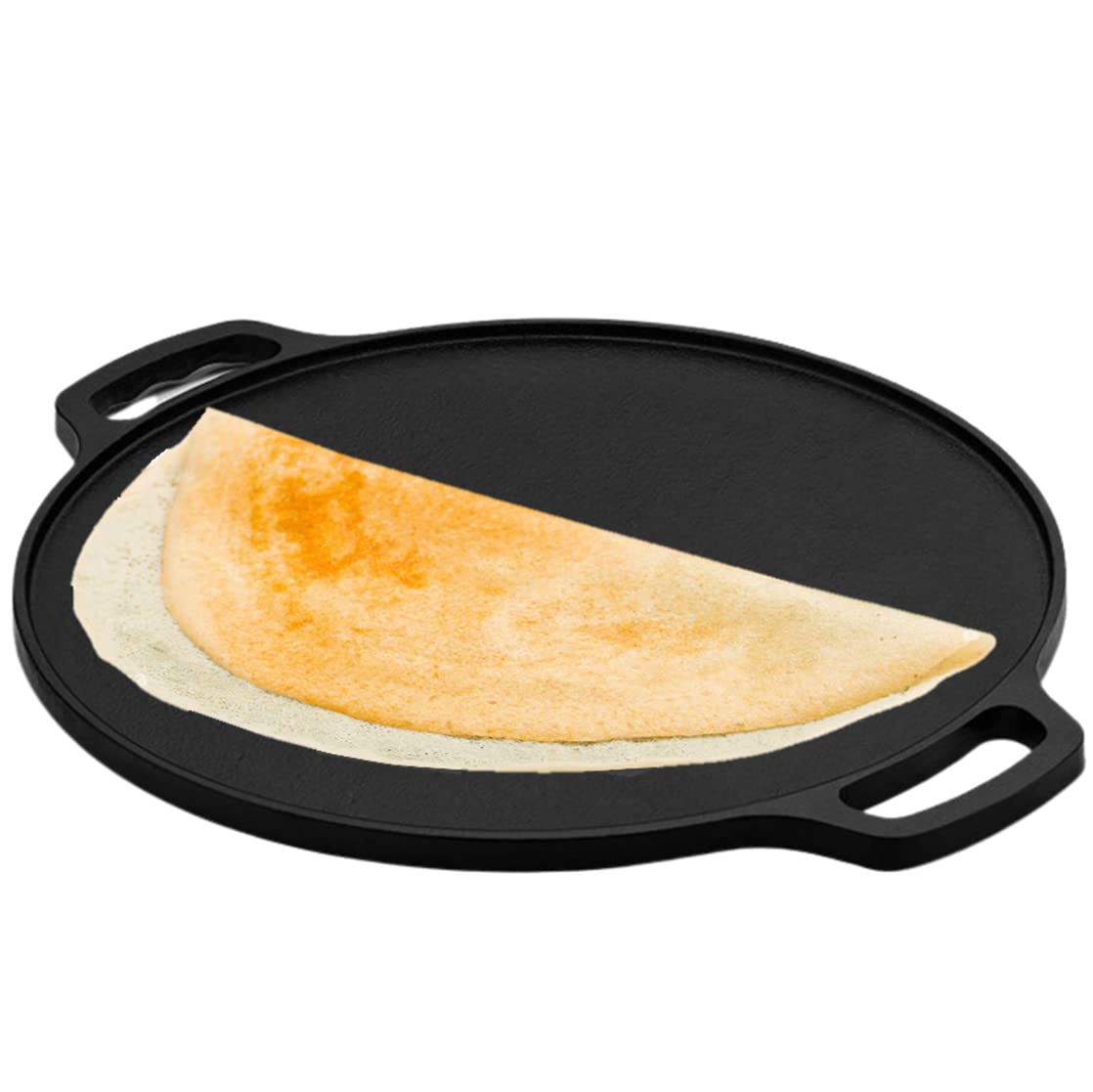 Eugor Now in India Pre Seasoned Cast Iron 12 Inches / 304MM Dosa Tawa Seasoned with Organic Vegetable Oil (Dosa Tawa) - Healthy Cliq