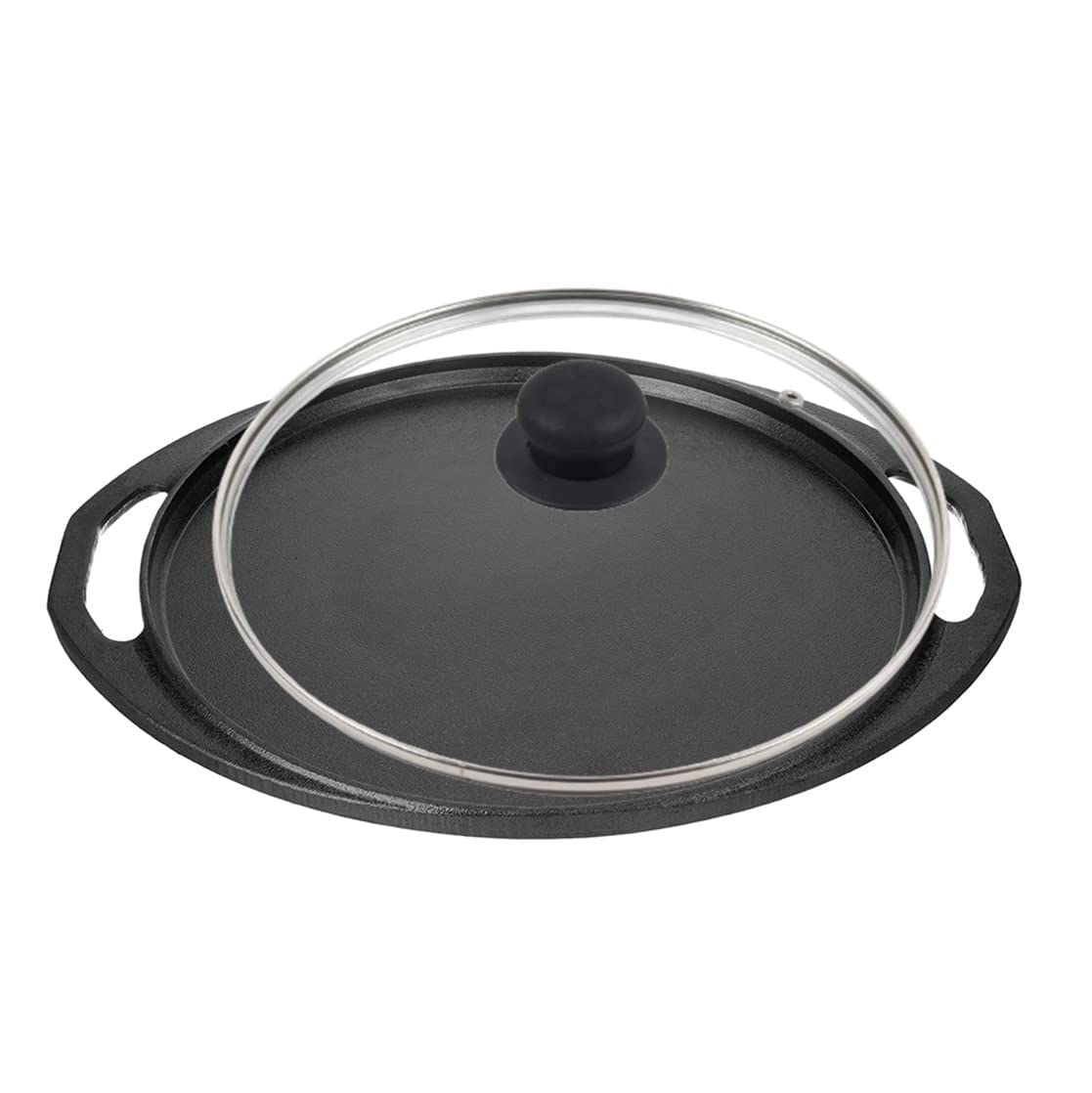 Pre-Seasoned Cast Iron Dosa Tawa 11 inch with Toughened Glass Lid - Healthy Cliq