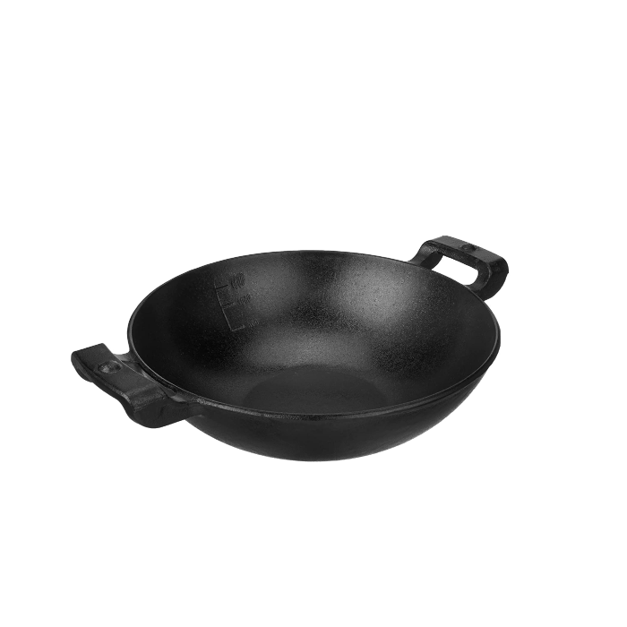 Pre-Seasoned Cast Iron Kadai/Kadhai 26 cm for Cooking and Deep Frying, Loha Kadai, Non Toxic, Enamel Free (Wok) - Healthy Cliq