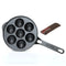 Cast Iron Paniyarakal with long handle, 7 cavity, grip for healthier, chemical-free cooking; induction compatible traditional Paniyaram pan