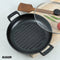 Cast Iron 26cm Dual Handle Shallow Grill pan with Toughened Glass Lid - Healthy Cliq