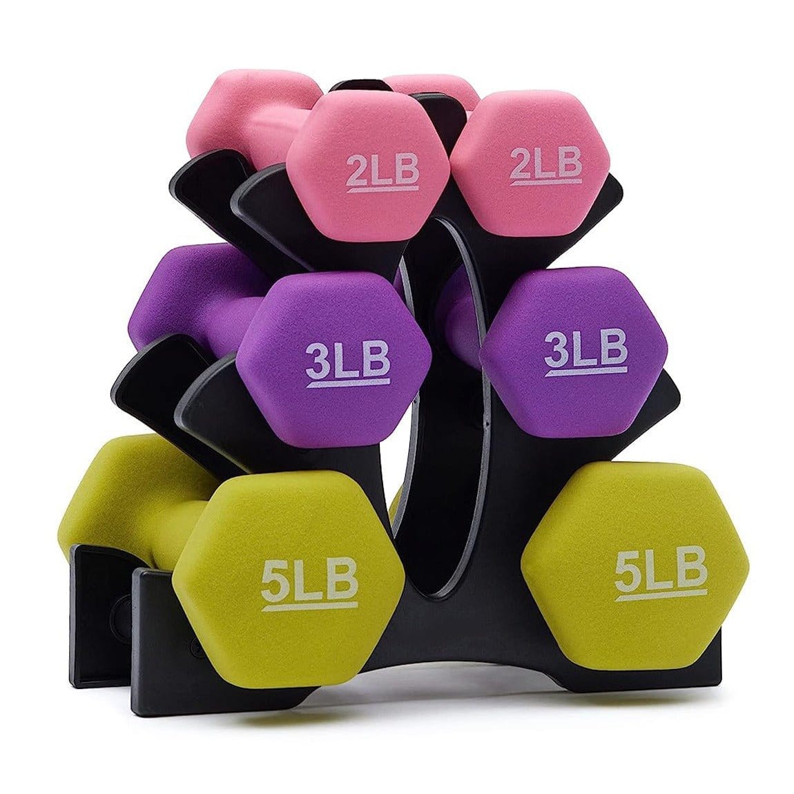 Jimwalt 20-Pound (9 Kg) Fixed Dumbbell Set with Stand, (Stand Material: Plastic) - Healthy Cliq