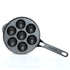 Cast Iron Paniyarakal with 7 cavities and long handle, induction compatible. Ideal for chemical-free, healthy cooking.