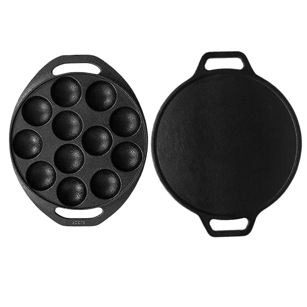 Cast Iron Pre Seasoned Dosa Tawa & Paddu Maker Go's Good for Cooking on Gas (Paddu Maker + Dosa Tawa) - Healthy Cliq