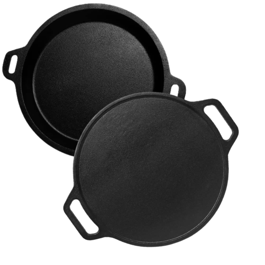 Cast Iron Pre Seasoned Dosa Tawa & Fry Pan Go's Good for Cooking on Gas (Fish Fry Pan + Dosa Tawa) - Healthy Cliq