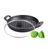 Cast Iron 26cm Dual Handle Shallow Grill pan with Toughened Glass Lid - Healthy Cliq