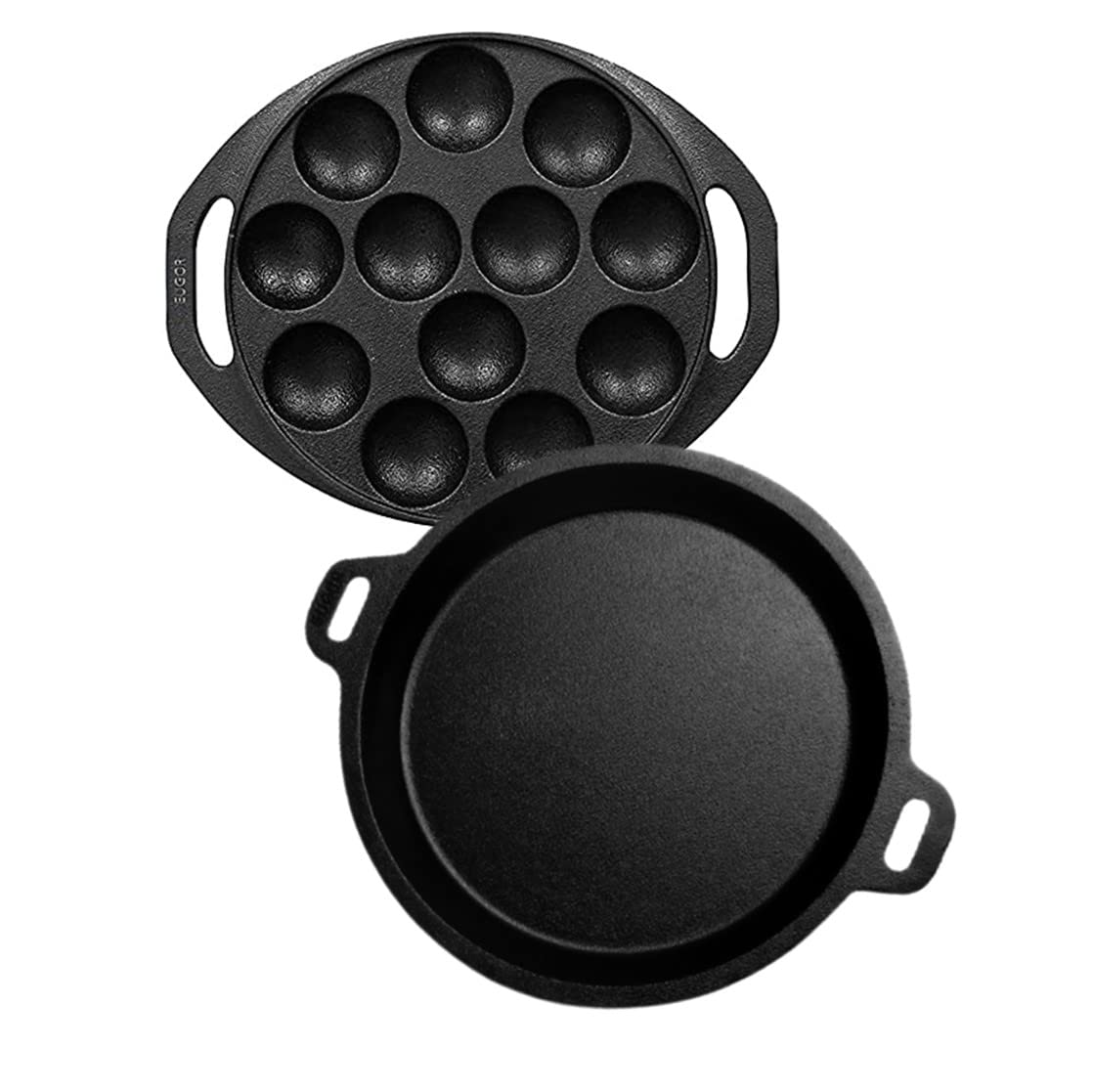 Cast Iron Pre Seasoned Paddu Maker & Fish Fry Pan Go's Good for Cooking on Gas (Paddu Maker + Fish Fry Pan) - Healthy Cliq