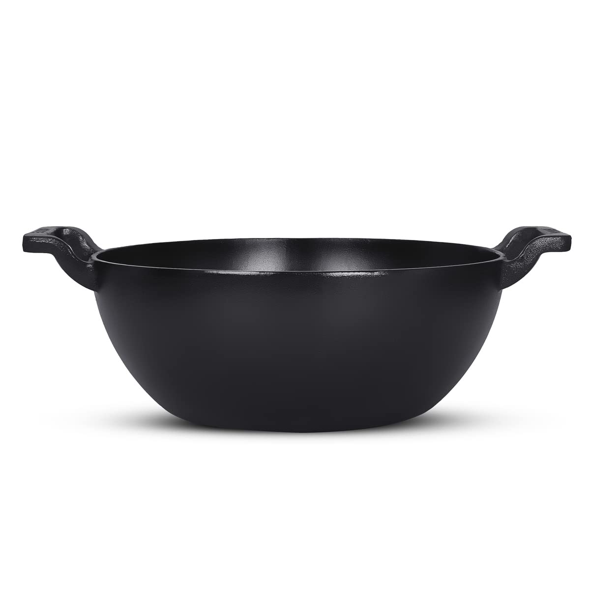 Pre-Seasoned Cast Iron Kadai/Kadhai 24 cm Diameter (3.3 litres Capacity) for Cooking and Deep Frying, Loha Kadai, Non Toxic, Enamel Free (DEEP KADAI) - Healthy Cliq