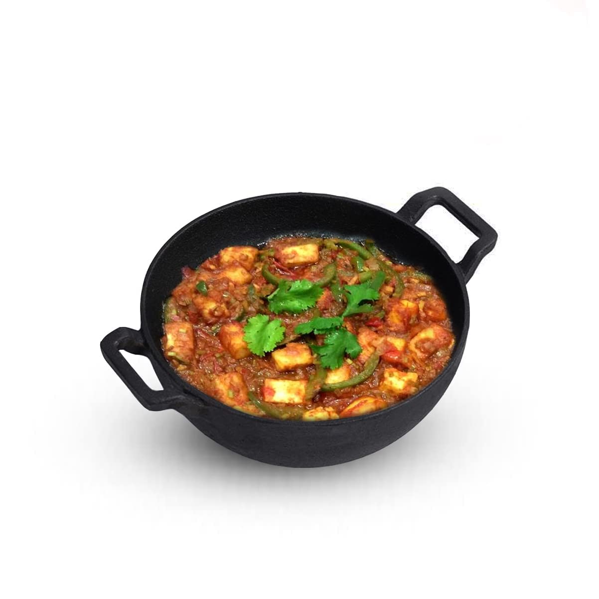 Pre-Seasoned Cast Iron Kadai/Kadhai 24 cm Diameter (3.3 litres Capacity) for Cooking and Deep Frying, Loha Kadai, Non Toxic, Enamel Free (DEEP KADAI with LID & Grip) - Healthy Cliq