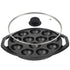 Cast Iron Paddu Appe Maker Premium Cast Iron 12 Cavity Paniyaram Paddu Ponganalu Pan Kallu Chatti Pre-Seasoned with Toughened Glass Lid - Healthy Cliq