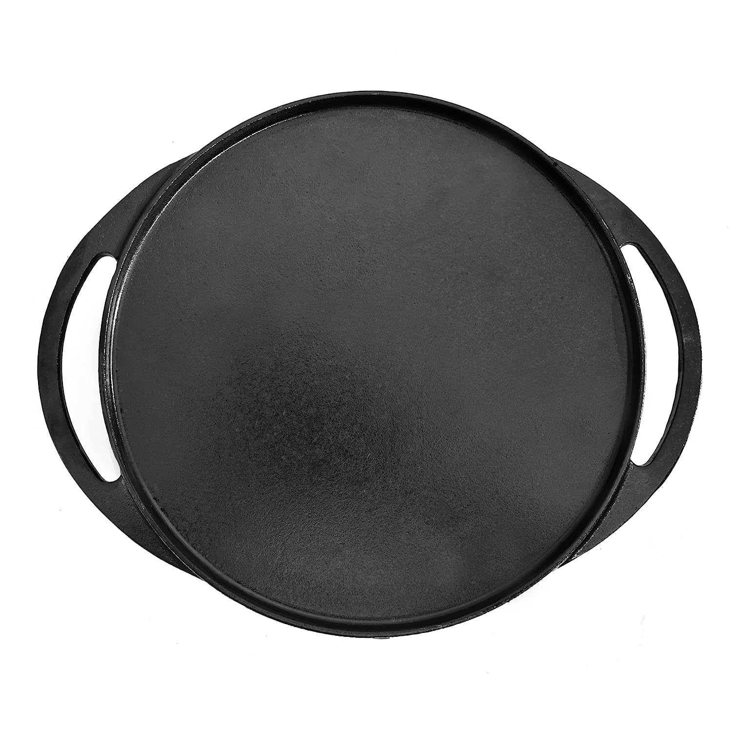 Pre-Seasoned Cast Iron 2 in 1 Grill and Griddle Pan | Cast Iron Tawa for Dosa | Iron Cookware for Kitchen | Roti Tawa Cast Iron | Cast Iron Grill Pan | 30cm, Black (Round Shape) - Healthy Cliq