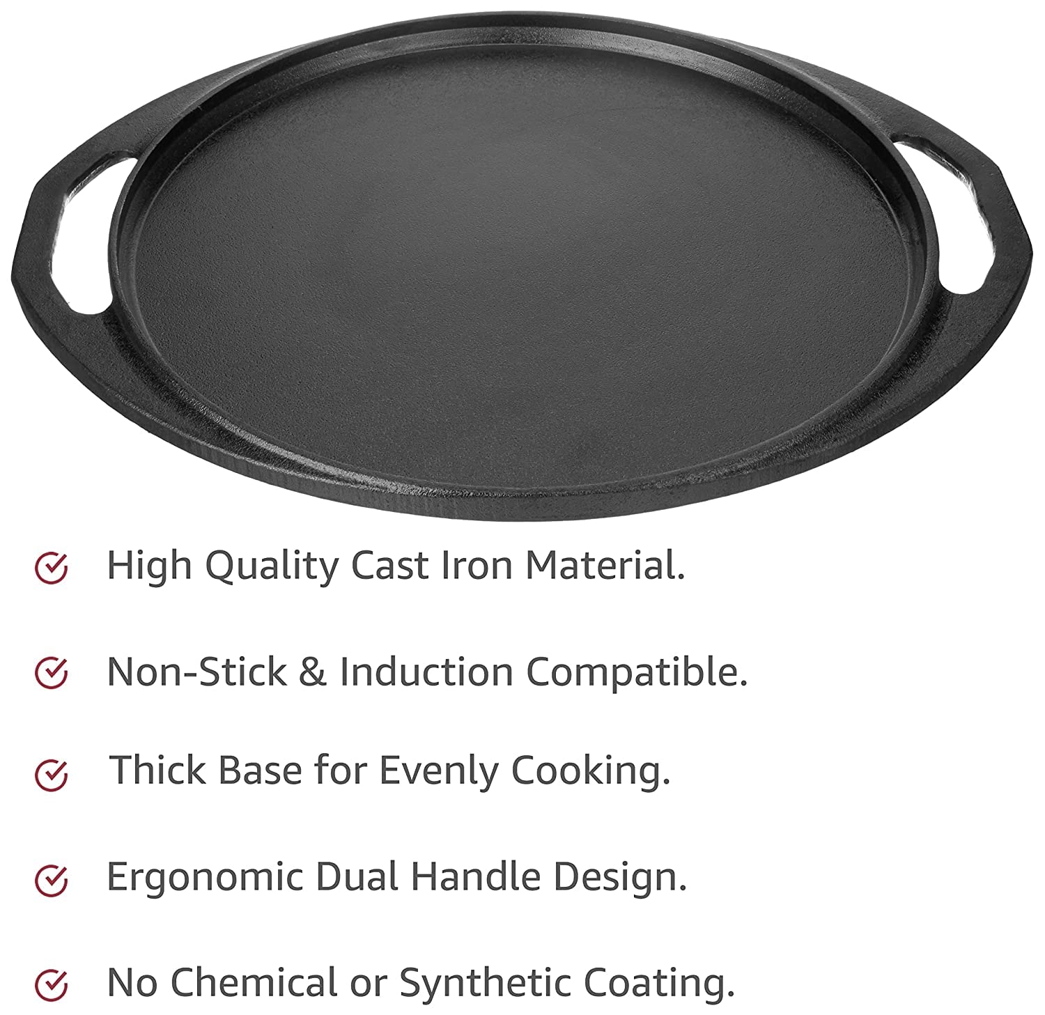 Pre Seasoned Cast Iron 11 Inches / 280MM Dosa Tawa Seasoned with Organic Vegetable Oil - Healthy Cliq