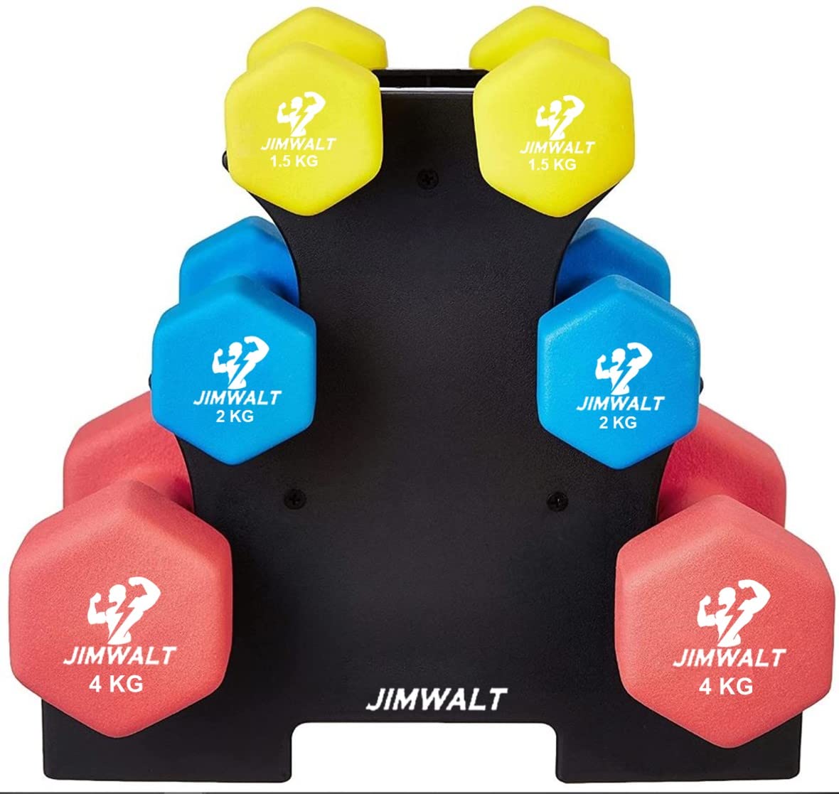 Premium Cast Iron Neoprene Coated Dumbbell Combo with Stand - Healthy Cliq