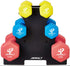 Premium Cast Iron Neoprene Coated Dumbbell Combo with Stand - Healthy Cliq