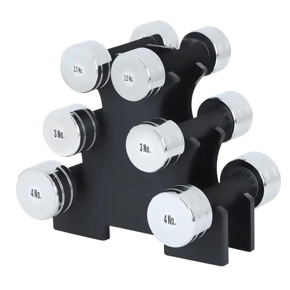 Steel Dumbbell With Stand (Proudly Made In India) - Healthy Cliq