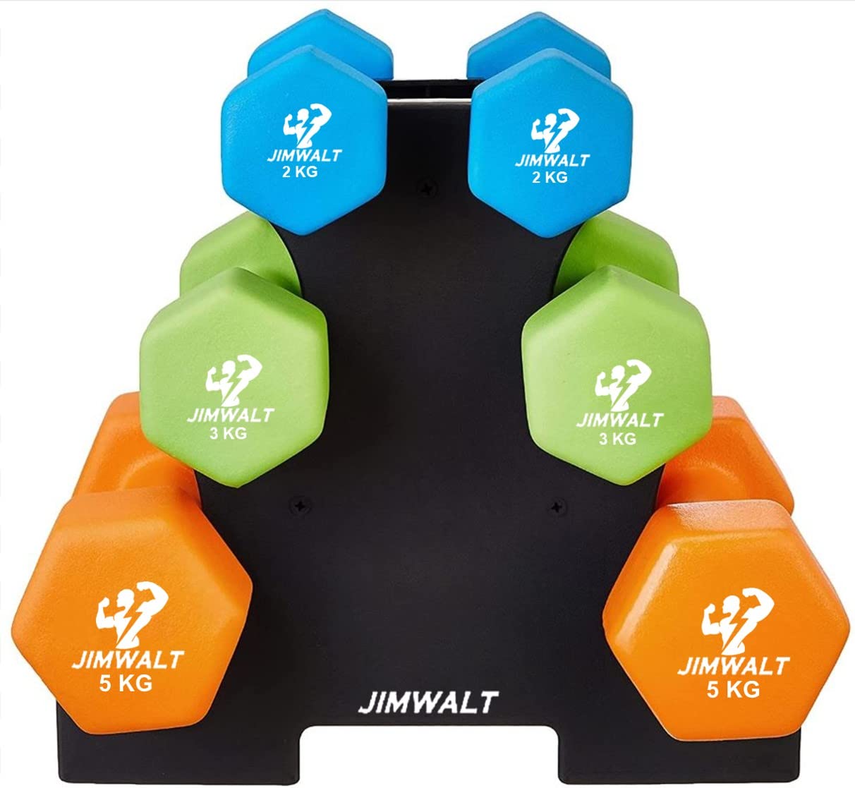 Premium Cast Iron Neoprene Coated Dumbbell Combo with Stand - Healthy Cliq