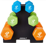 Premium Cast Iron Neoprene Coated Dumbbell Combo with Stand - Healthy Cliq